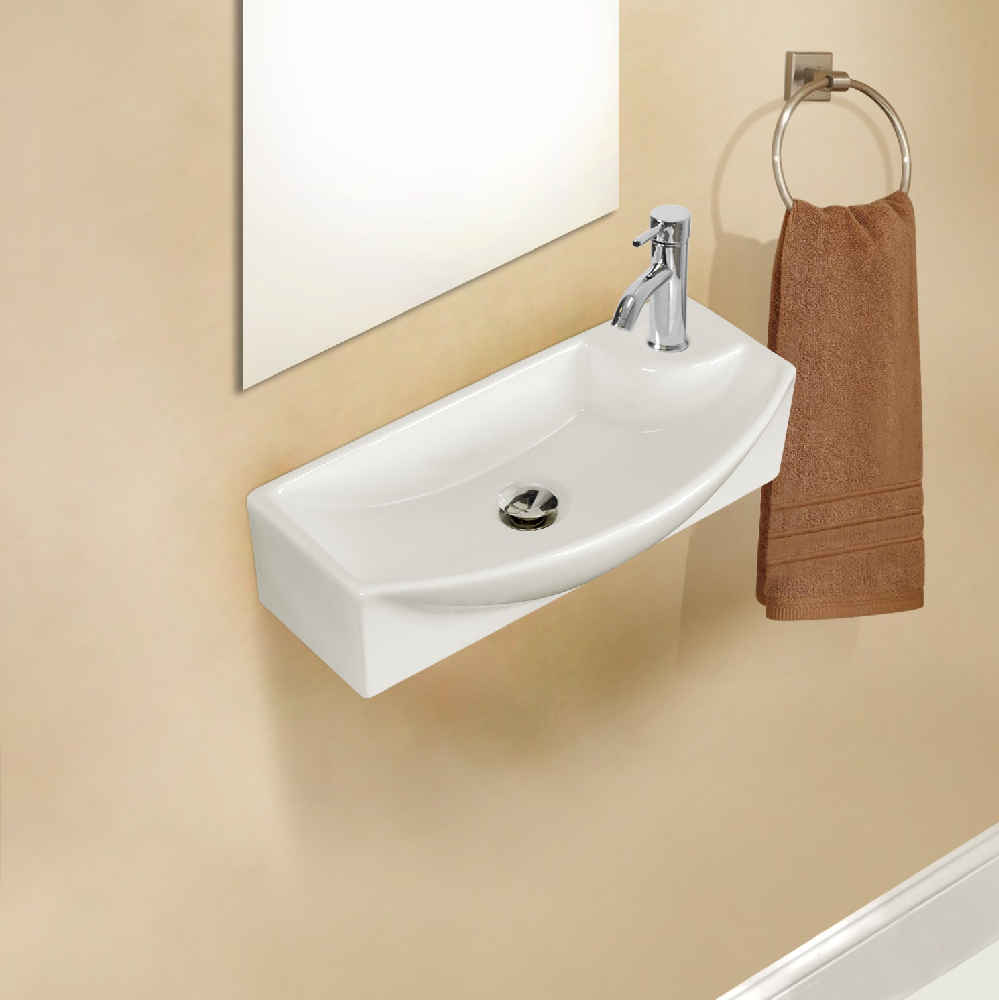 17.75-in. x 8.75-in. Rectangle Bathroom Vessel Sink White Enamel Glaze