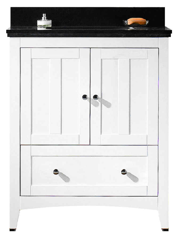 30.5-in. W Floor Mount White Vanity Set For 3H4-in. Drilling Black Galaxy Top White UM Sink
