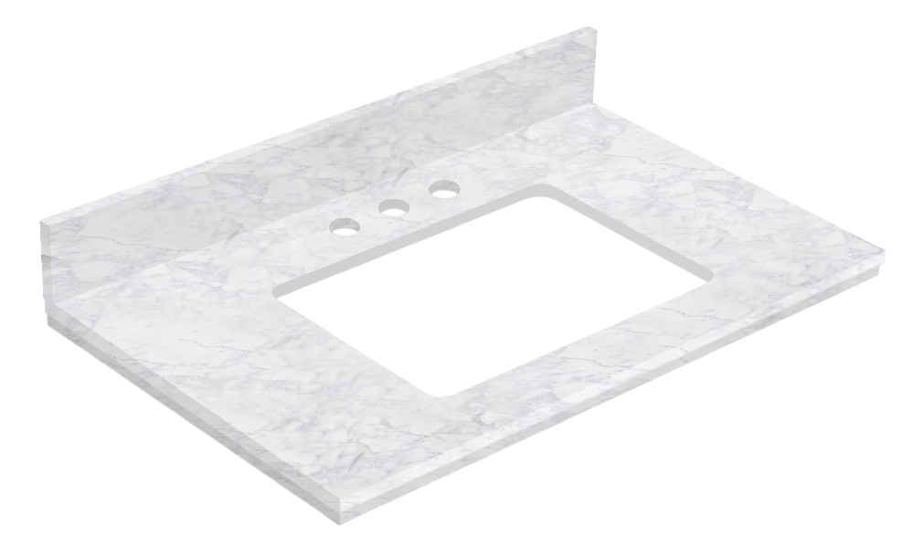 30.5-in. W Floor Mount White Vanity Set For 3H4-in. Drilling Bianca Carara Top Biscuit UM Sink