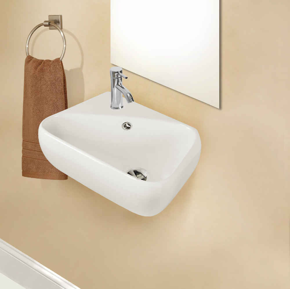 17.5-in. x 11-in. Rectangle Bathroom Vessel Sink White Enamel Glaze