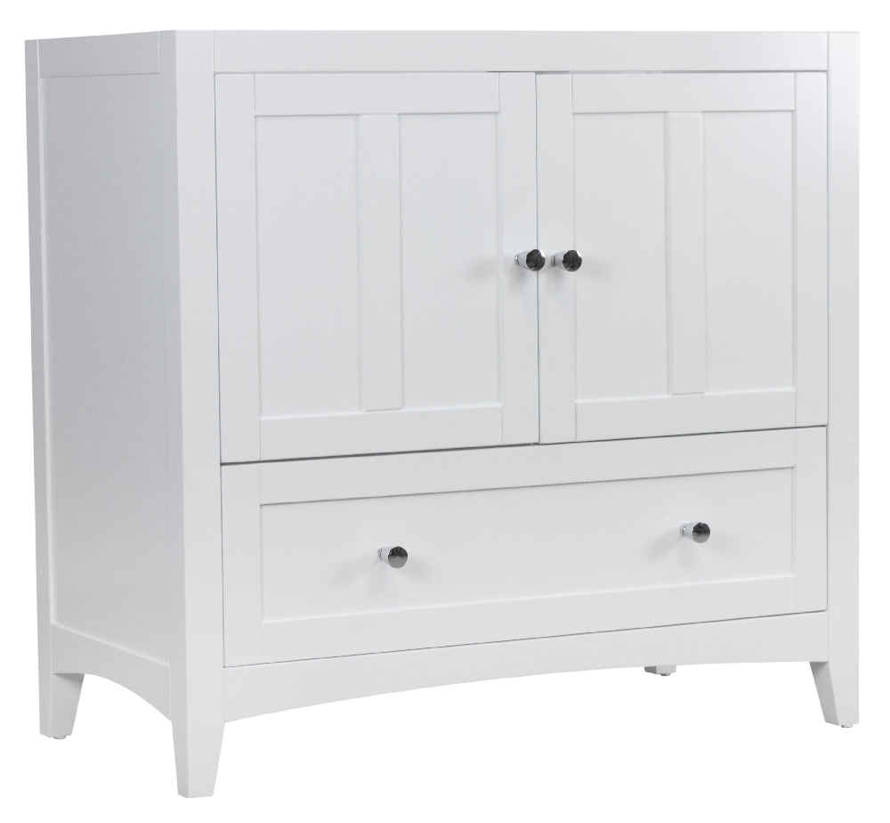 36-in. W Floor Mount White Vanity Set For 1 Hole Drilling Black Galaxy Top Biscuit UM Sink