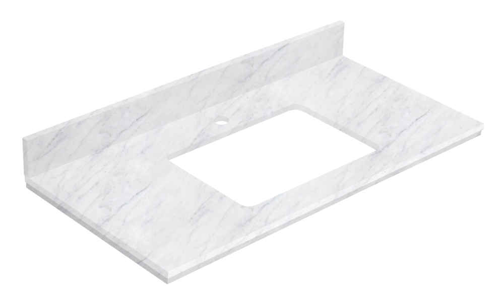 36-in. W Floor Mount White Vanity Set For 1 Hole Drilling Bianca Carara Top White UM Sink