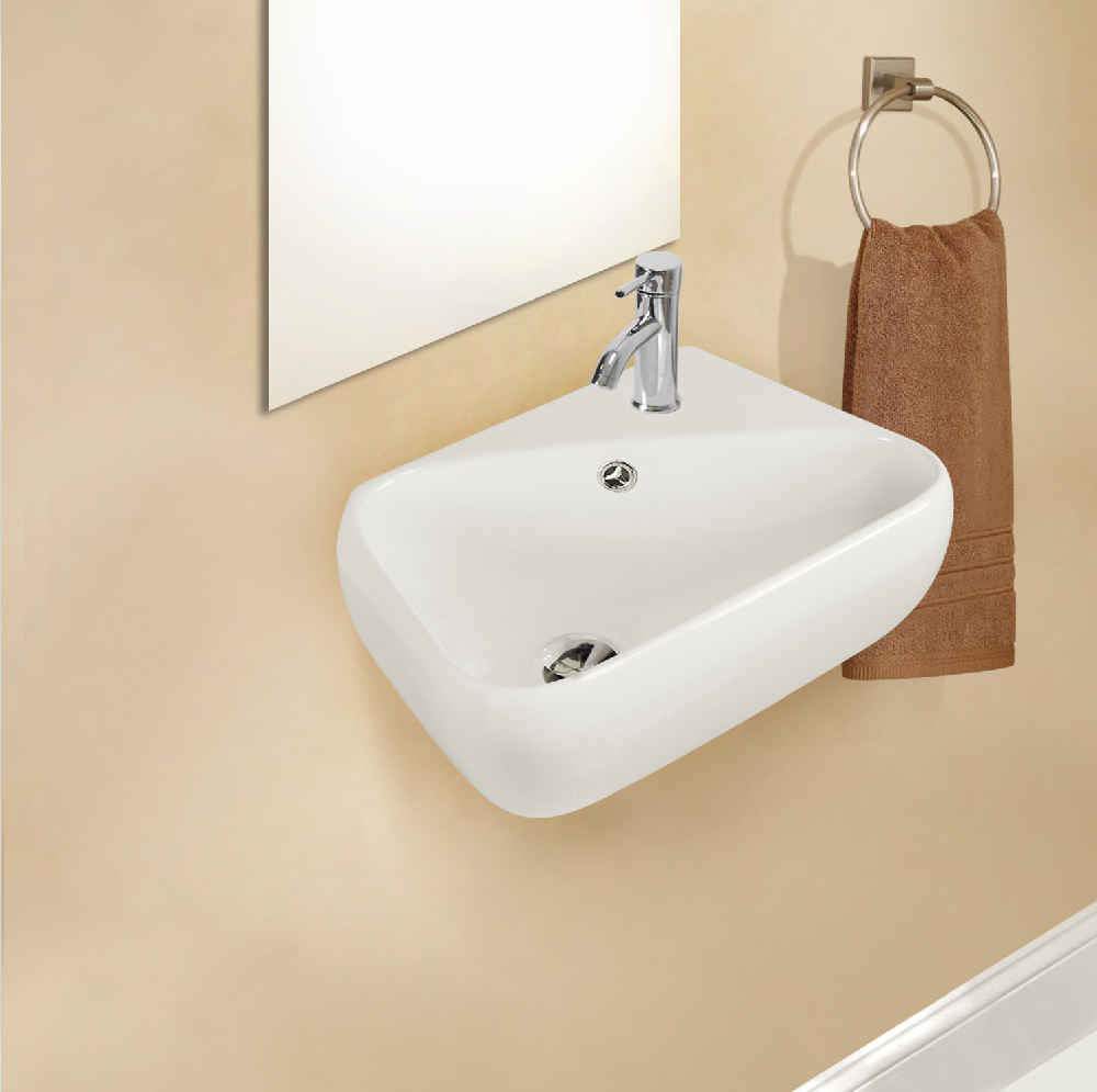 17.5-in. x 11-in. Rectangle Bathroom Vessel Sink White Enamel Glaze