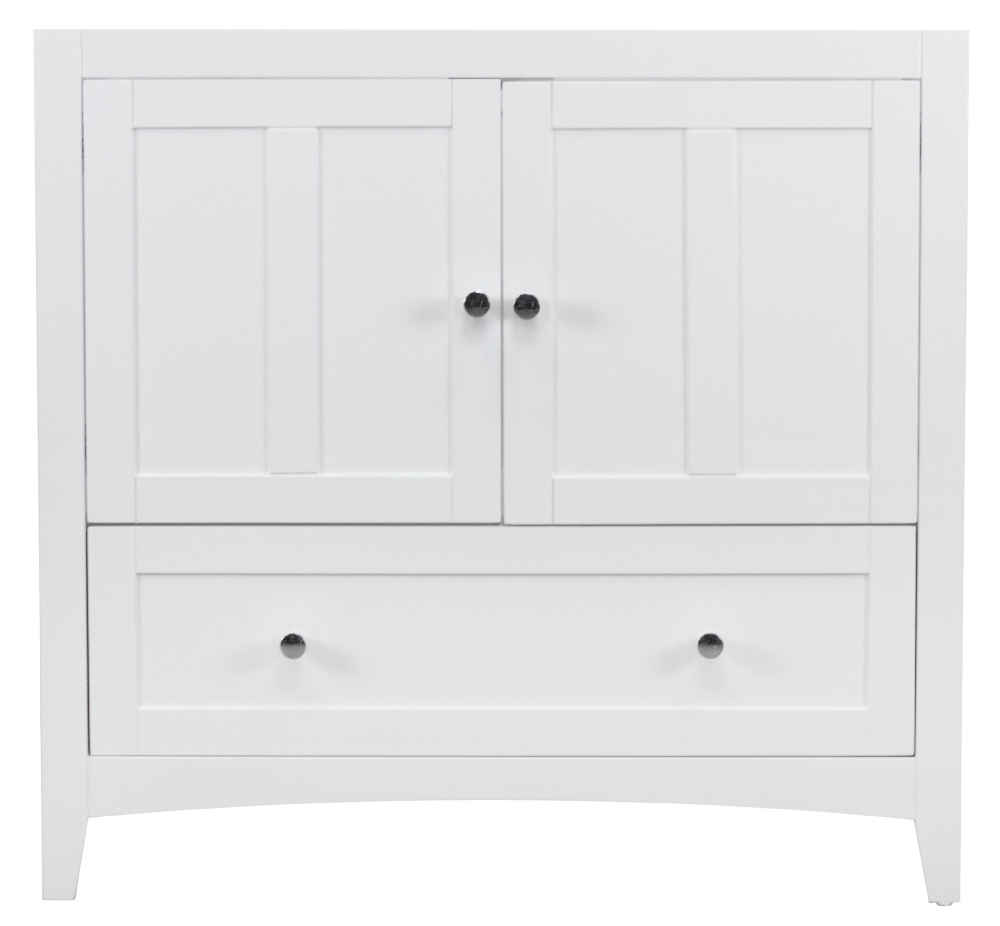 36-in. W Floor Mount White Vanity Set For 1 Hole Drilling Bianca Carara Top Biscuit UM Sink