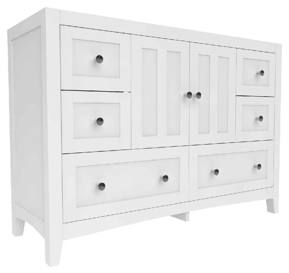 47.6-in. W Floor Mount White Vanity Set For 1 Hole Drilling Black Galaxy Top Biscuit UM Sink