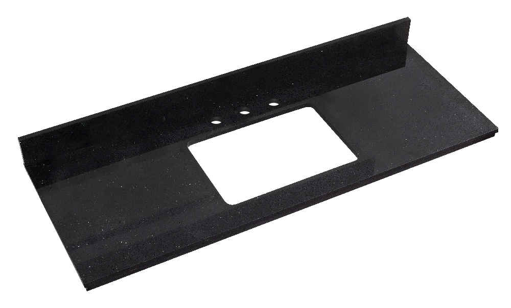 47.6-in. W Floor Mount White Vanity Set For 3H8-in. Drilling Black Galaxy Top Biscuit UM Sink