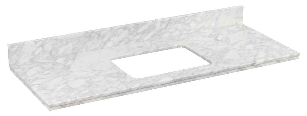47.5-in. W Floor Mount White Vanity Set For 1 Hole Drilling Bianca Carara Top Biscuit UM Sink