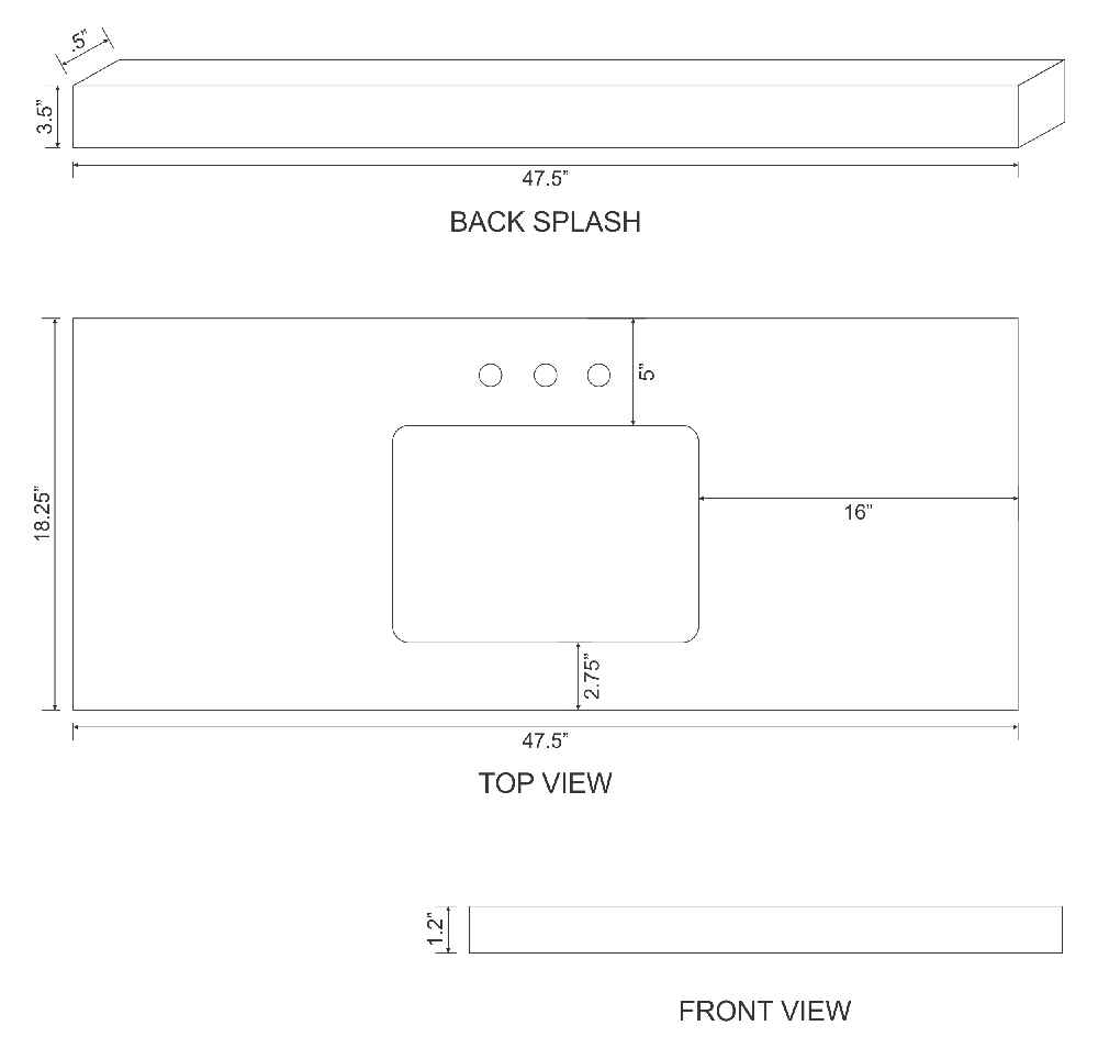47.5-in. W Floor Mount White Vanity Set For 3H8-in. Drilling Bianca Carara Top White UM Sink