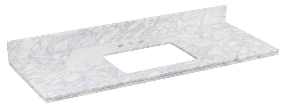 47.5-in. W Floor Mount White Vanity Set For 3H4-in. Drilling Bianca Carara Top Biscuit UM Sink