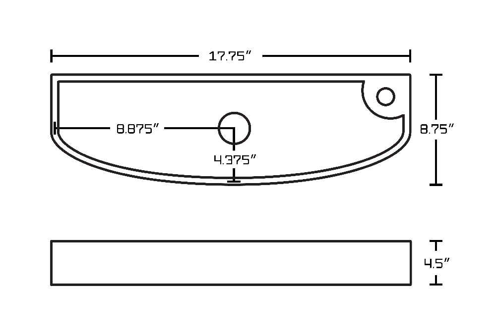 17.75-in. x 8.75-in. Rectangle Bathroom Vessel Sink White Enamel Glaze