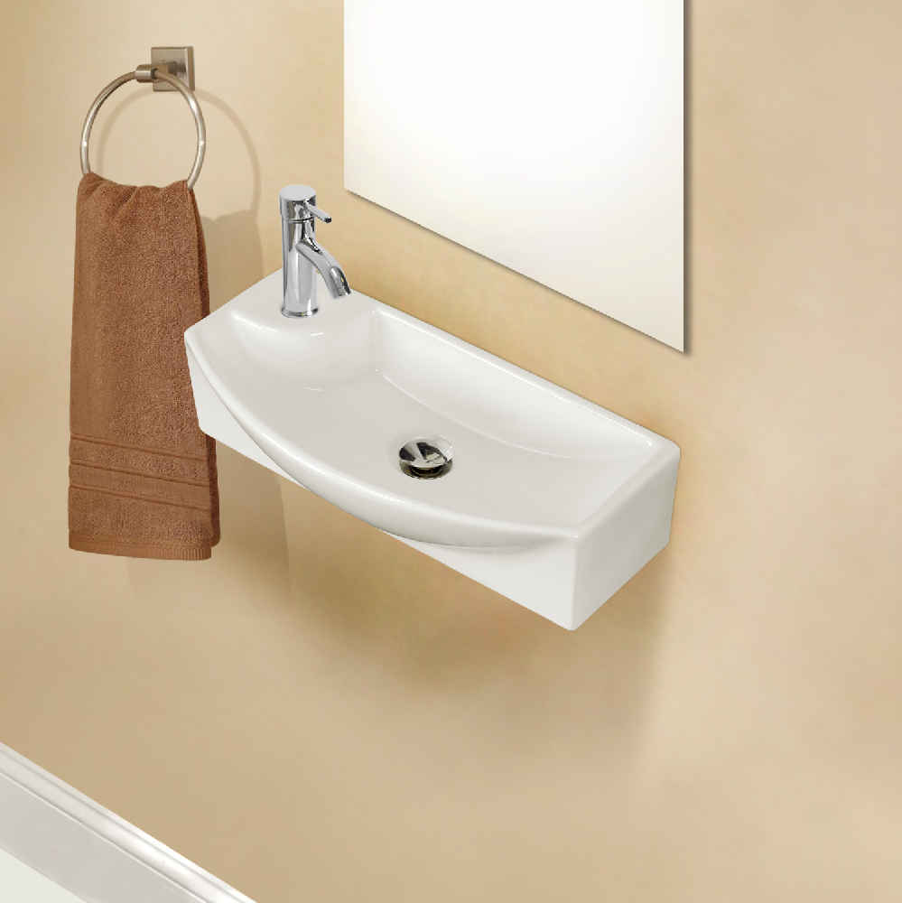 17.75-in. x 8.75-in. Rectangle Bathroom Vessel Sink White Enamel Glaze