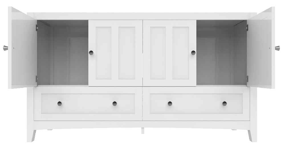 59-in. W Floor Mount White Vanity Set For 3H8-in. Drilling Black Galaxy Top Biscuit UM Sink