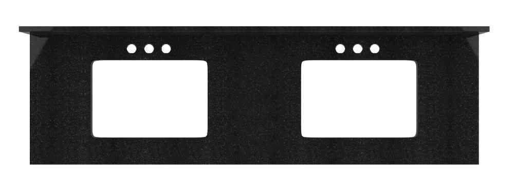 59-in. W Floor Mount White Vanity Set For 3H4-in. Drilling Black Galaxy Top Biscuit UM Sink