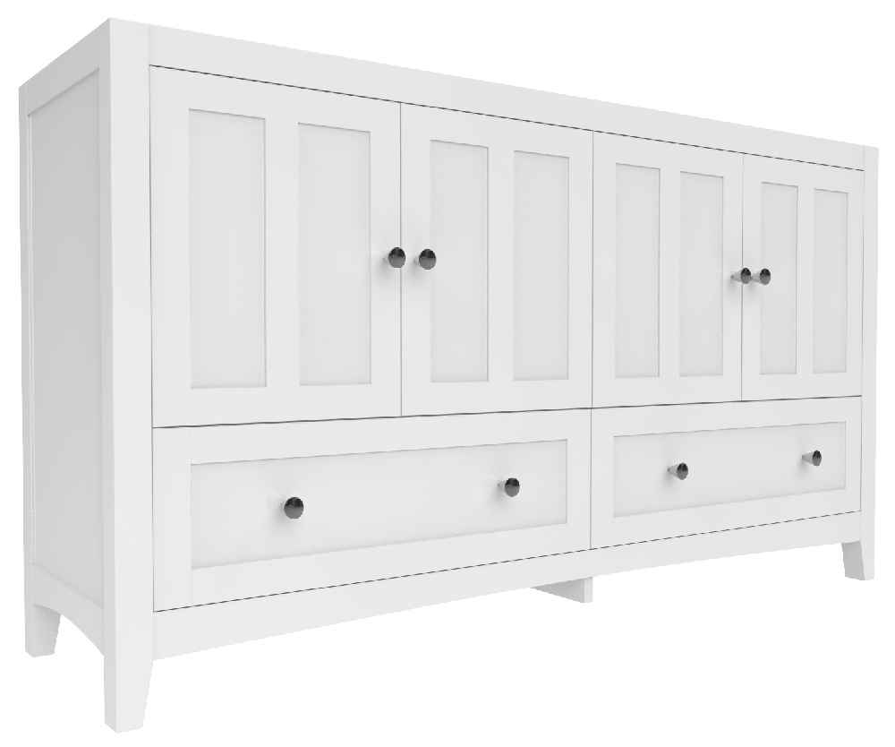59-in. W Floor Mount White Vanity Set For 1 Hole Drilling Black Galaxy Top Biscuit UM Sink