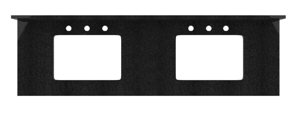 59-in. W Floor Mount White Vanity Set For 3H8-in. Drilling Black Galaxy Top Biscuit UM Sink