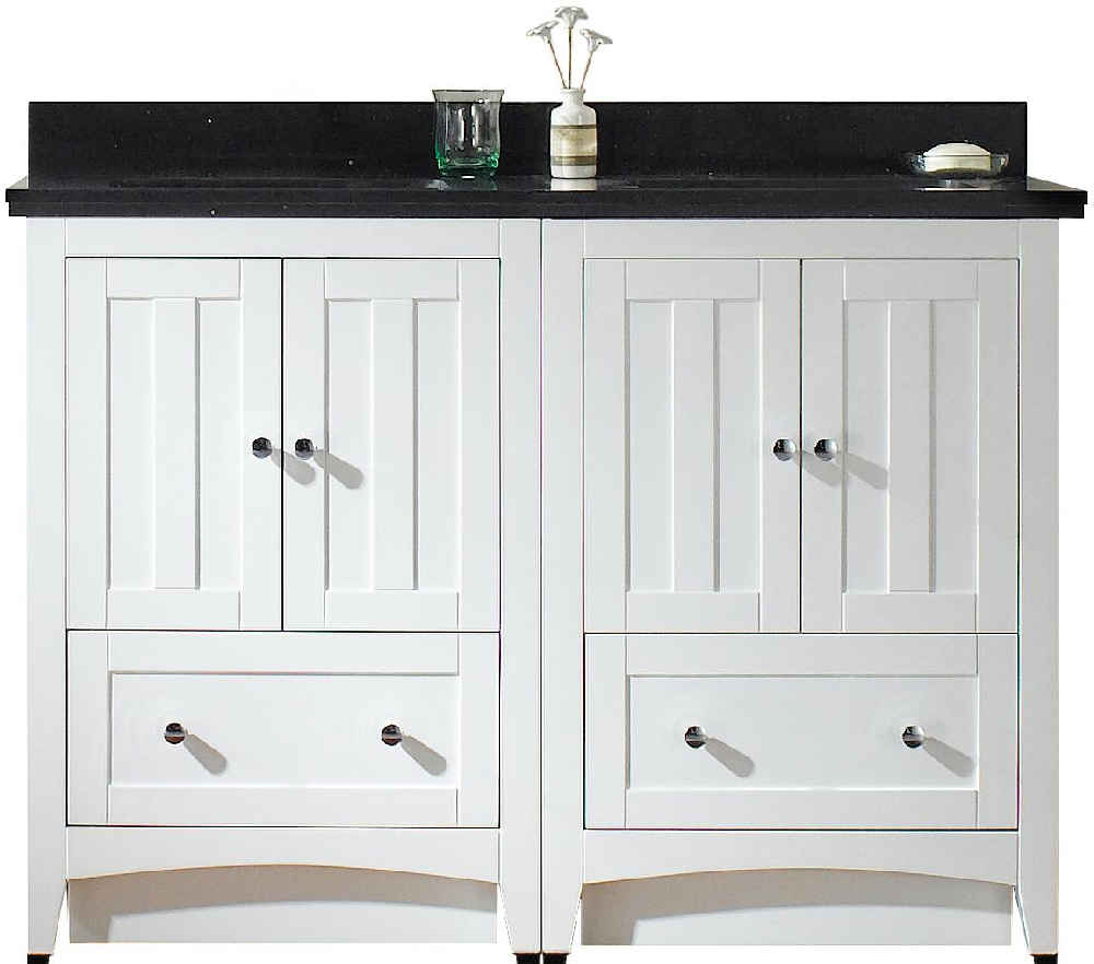 47.5-in. W Floor Mount White Vanity Set For 3H4-in. Drilling Black Galaxy Top White UM Sink