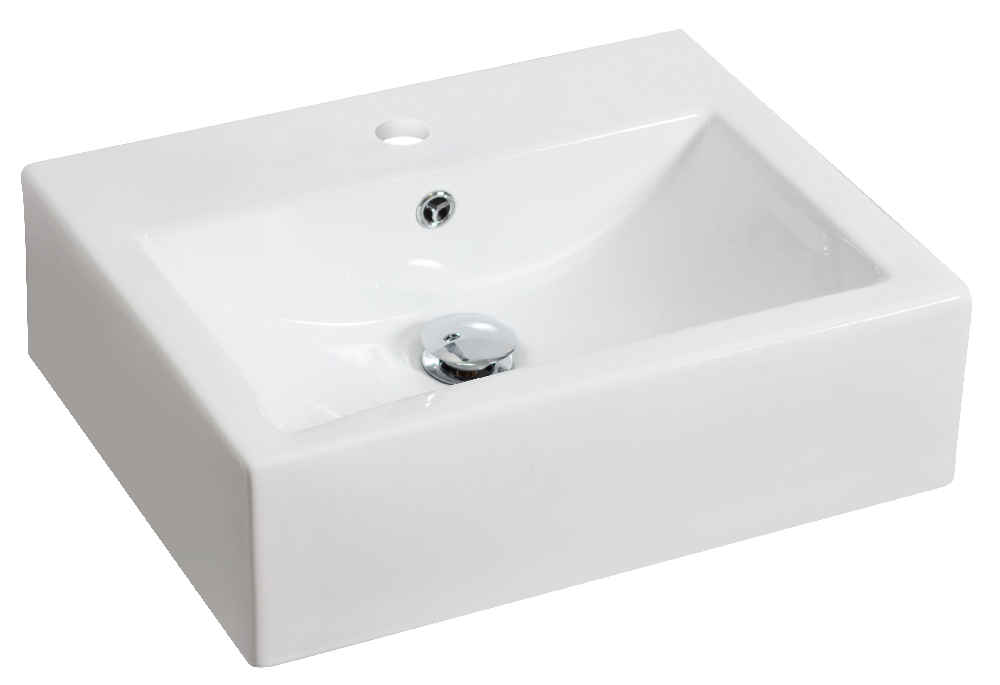 20.5-in. x 16.25-in. Rectangle Bathroom Vessel Sink Set White Enamel Glaze