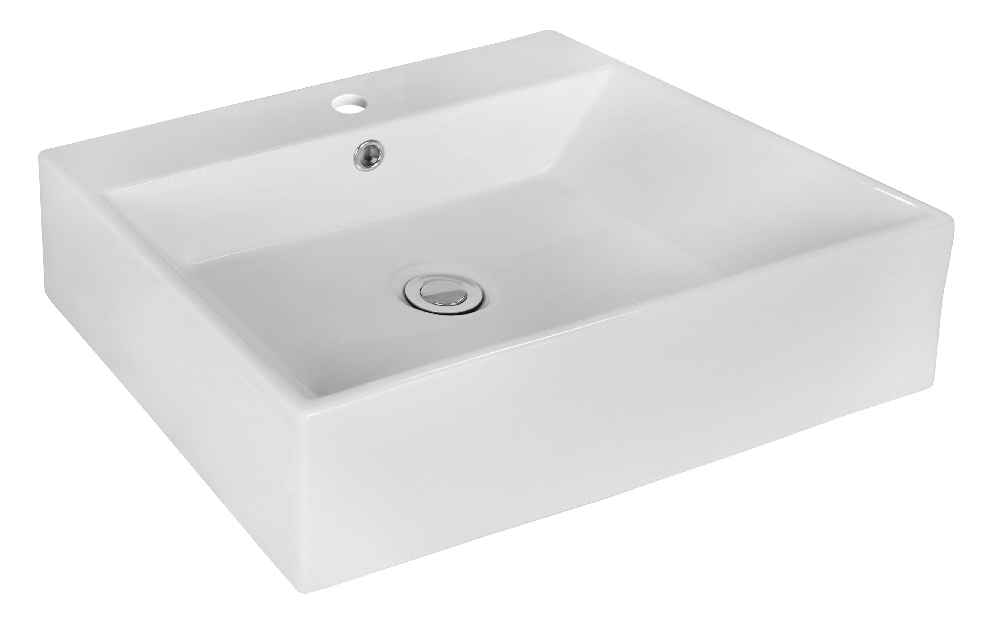20.25-in. x 17.25-in. Rectangle Bathroom Vessel Sink Set White Enamel Glaze