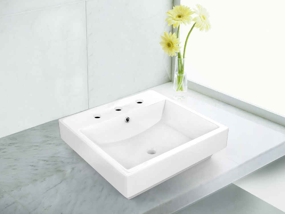 20.5-in. x 18.5-in. Rectangle Bathroom Vessel Sink White Enamel Glaze