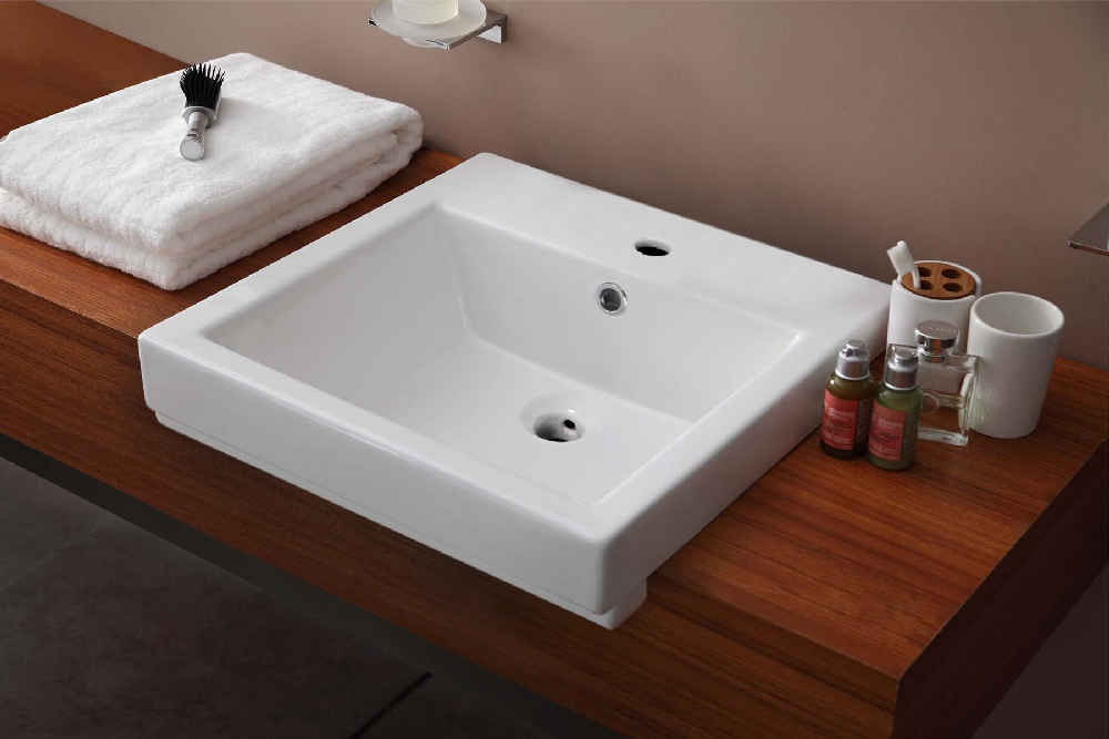 20.5-in. x 18.5-in. Rectangle Bathroom Vessel Sink White Enamel Glaze