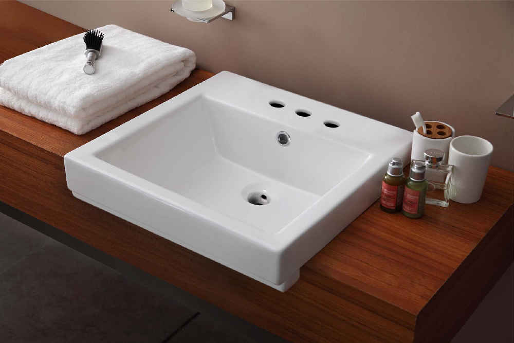 20.5-in. x 18.5-in. Rectangle Bathroom Vessel Sink White Enamel Glaze