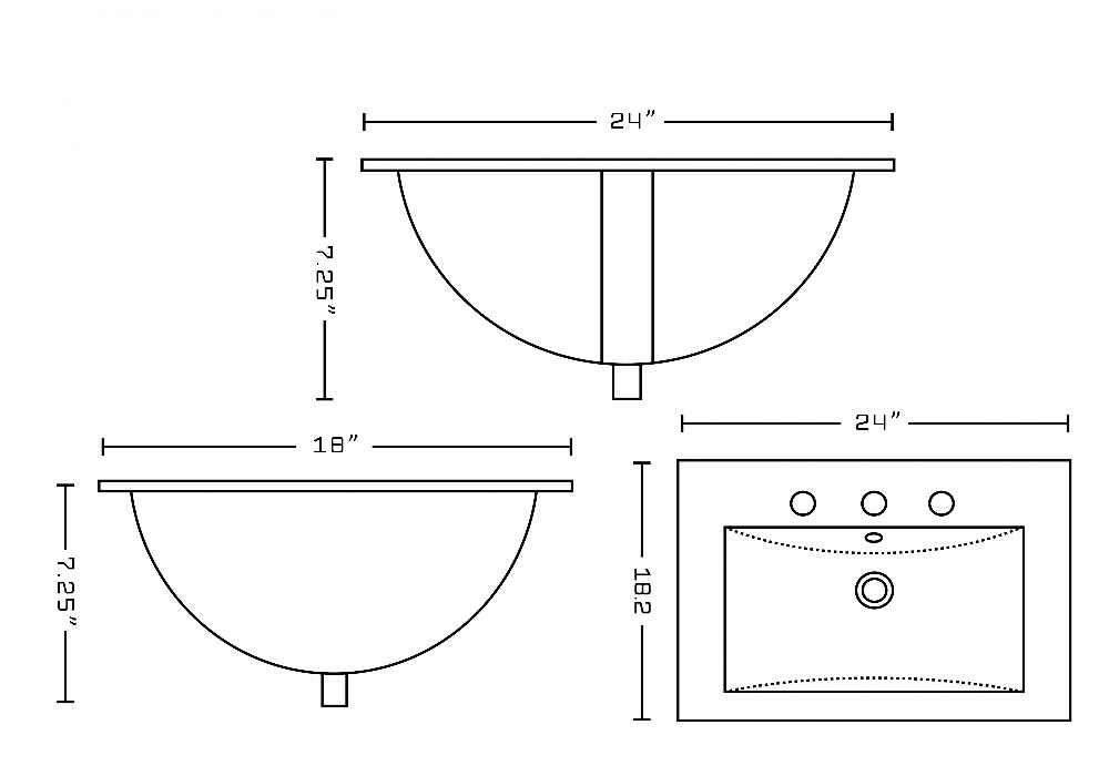 24-in. W 18-in. D Ceramic Top In White Color For 3H8-in. Faucet