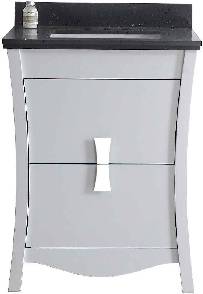 23.75-in. W Floor Mount White Vanity Set For 3H4-in. Drilling Black Galaxy Top White UM Sink