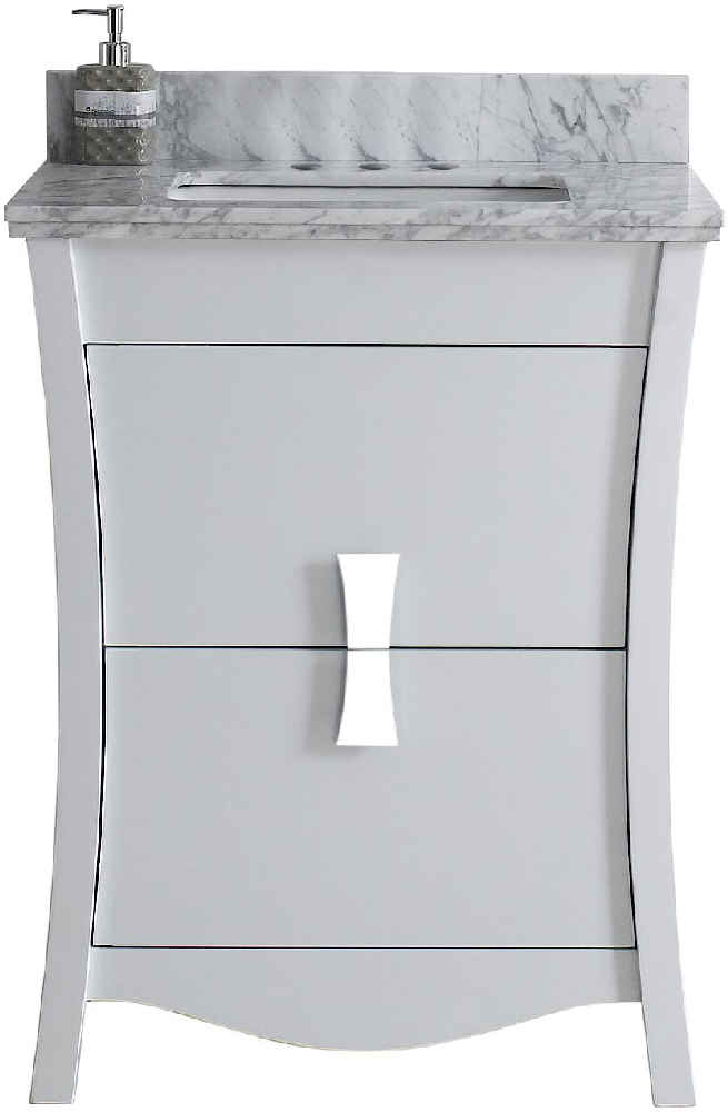 23.75-in. W Floor Mount White Vanity Set For 3H4-in. Drilling Bianca Carara Top Biscuit UM Sink