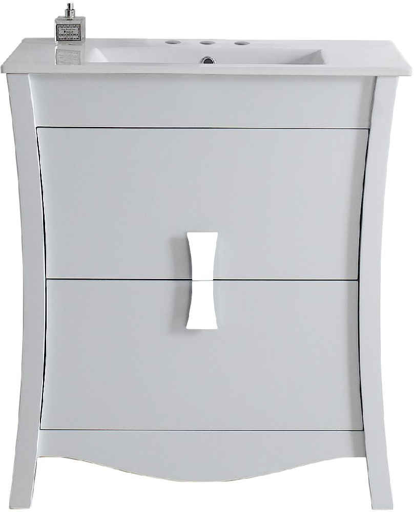 30-in. W Floor Mount White Vanity Set For 3H4-in. Drilling