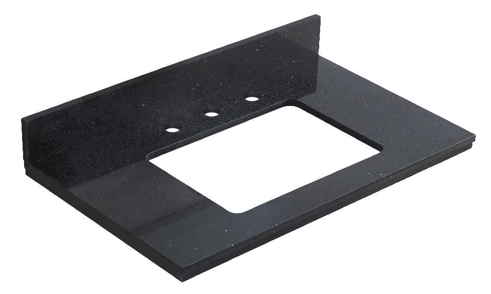 30.5-in. W Floor Mount White Vanity Set For 3H8-in. Drilling Black Galaxy Top White UM Sink