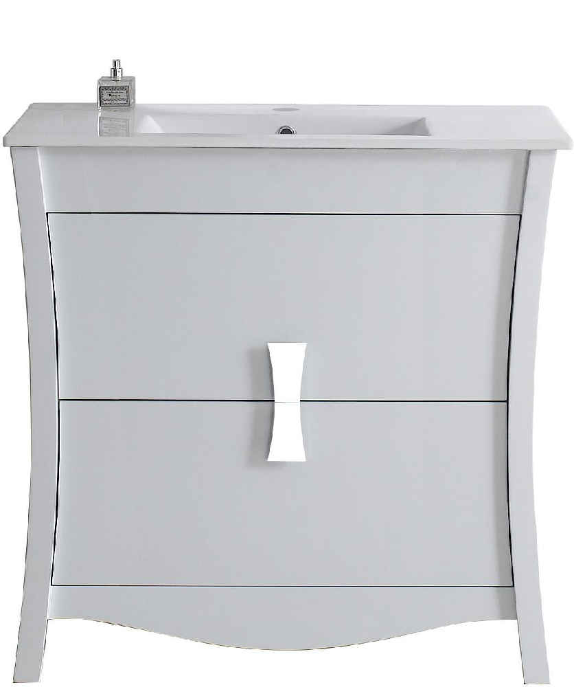 35.5-in. W Floor Mount White Vanity Set For 1 Hole Drilling 