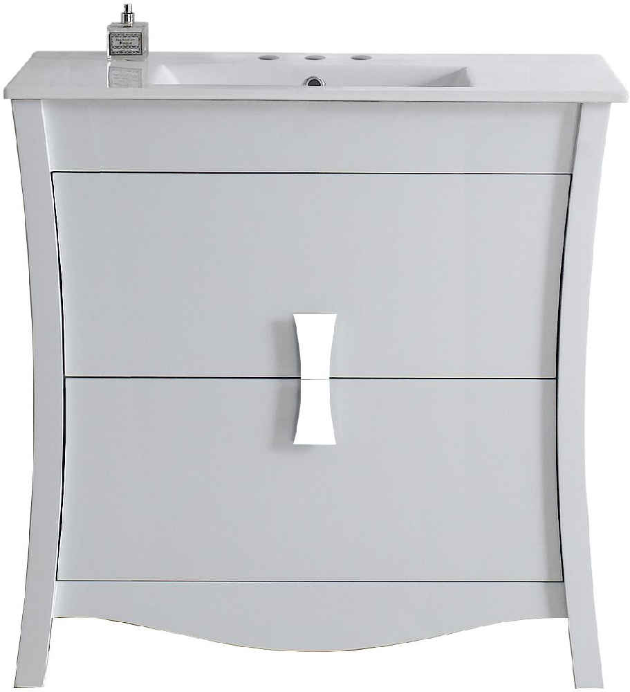 35.5-in. W Floor Mount White Vanity Set For 3H4-in. Drilling 