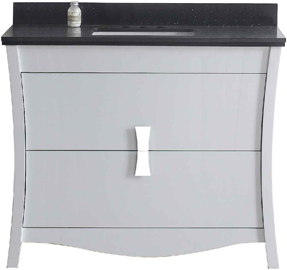 47.6-in. W Floor Mount White Vanity Set For 3H4-in. Drilling Black Galaxy Top White UM Sink
