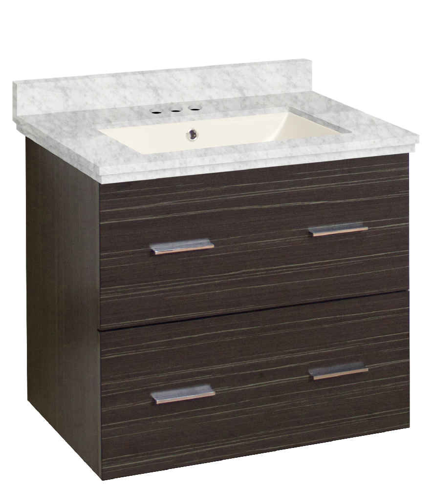 23.75-in. W Wall Mount Dawn Grey Vanity Set For 3H4-in. Drilling Bianca Carara Top Biscuit UM Sink