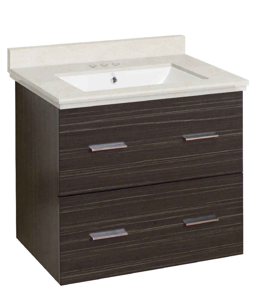 23.75-in. W Wall Mount Dawn Grey Vanity Set For 3H4-in. Drilling Beige Top White UM Sink