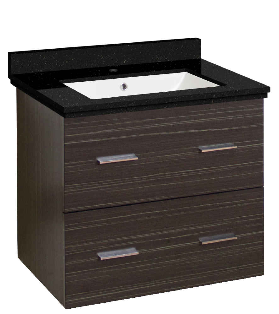 23.75-in. W Wall Mount Dawn Grey Vanity Set For 1 Hole Drilling Black Galaxy Top White UM Sink