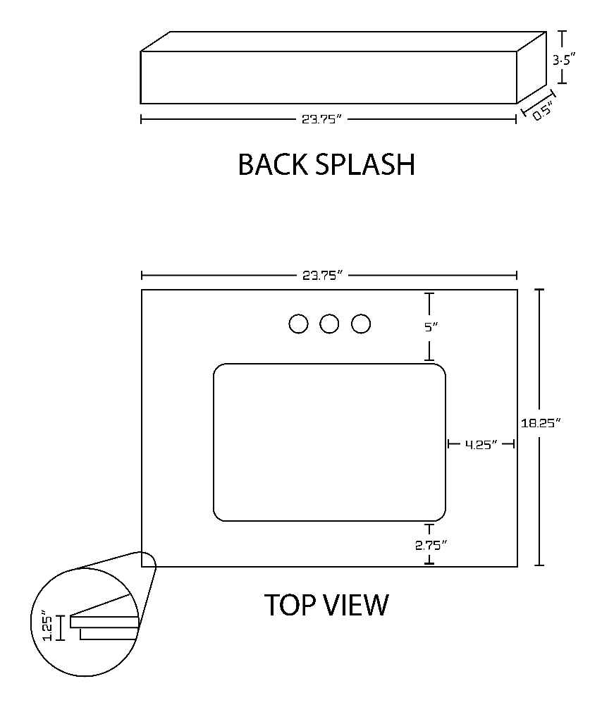 23.75-in. W Wall Mount Dawn Grey Vanity Set For 3H4-in. Drilling Black Galaxy Top White UM Sink