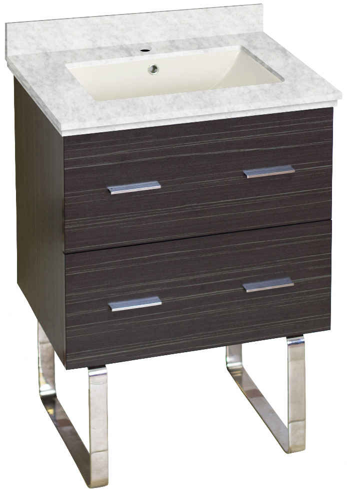 23.75-in. W Floor Mount Dawn Grey Vanity Set For 1 Hole Drilling Bianca Carara Top Biscuit UM Sink