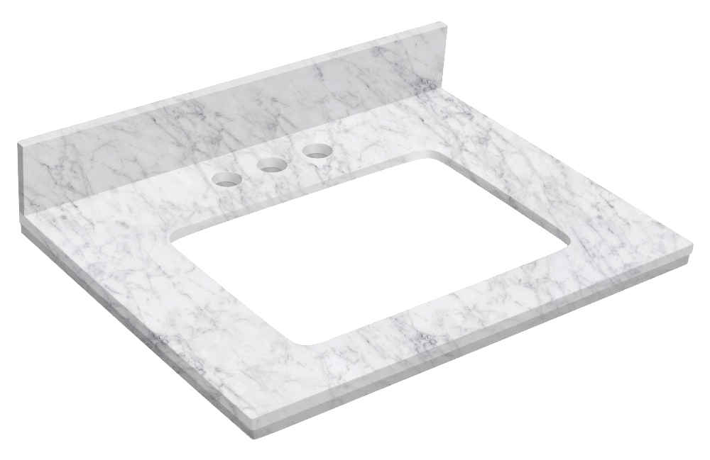 23.75-in. W Floor Mount Dawn Grey Vanity Set For 3H4-in. Drilling Bianca Carara Top White UM Sink