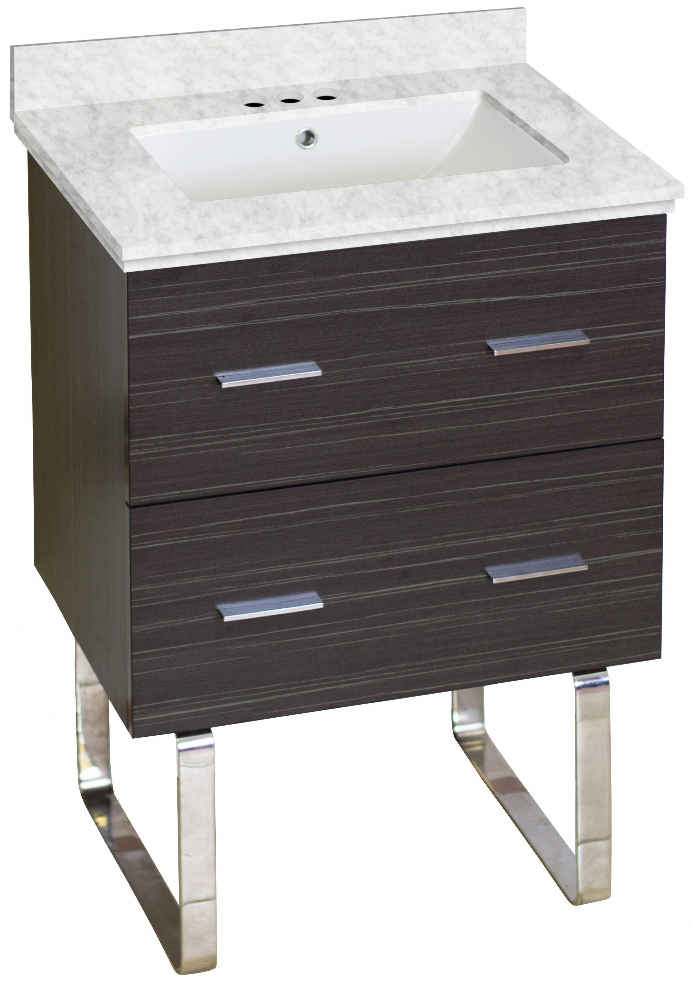 23.75-in. W Floor Mount Dawn Grey Vanity Set For 3H4-in. Drilling Bianca Carara Top White UM Sink