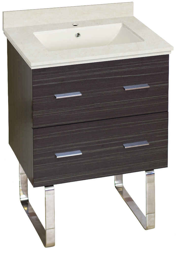 23.75-in. W Floor Mount Dawn Grey Vanity Set For 1 Hole Drilling Beige Top Biscuit UM Sink