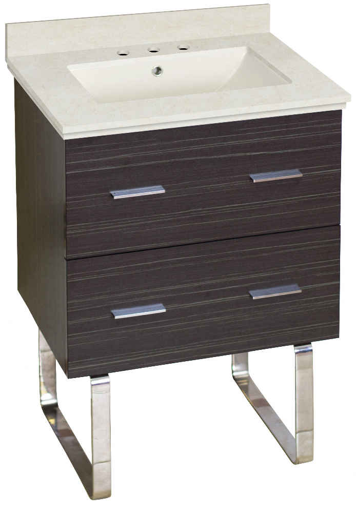 23.75-in. W Floor Mount Dawn Grey Vanity Set For 3H8-in. Drilling Beige Top Biscuit UM Sink