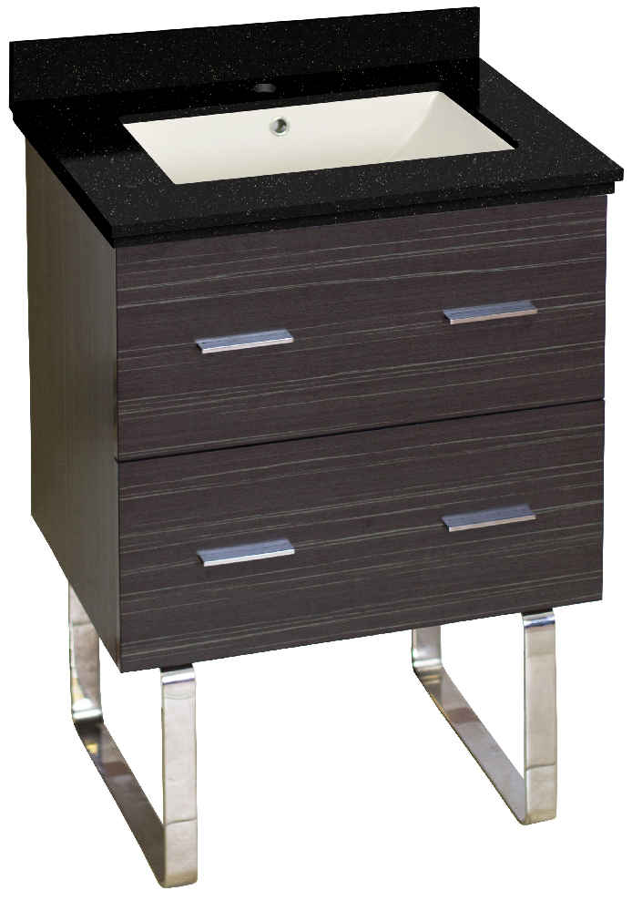 23.75-in. W Floor Mount Dawn Grey Vanity Set For 1 Hole Drilling Black Galaxy Top Biscuit UM Sink