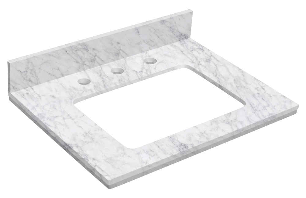 23.75-in. W Wall Mount White Vanity Set For 3H8-in. Drilling Bianca Carara Top Biscuit UM Sink