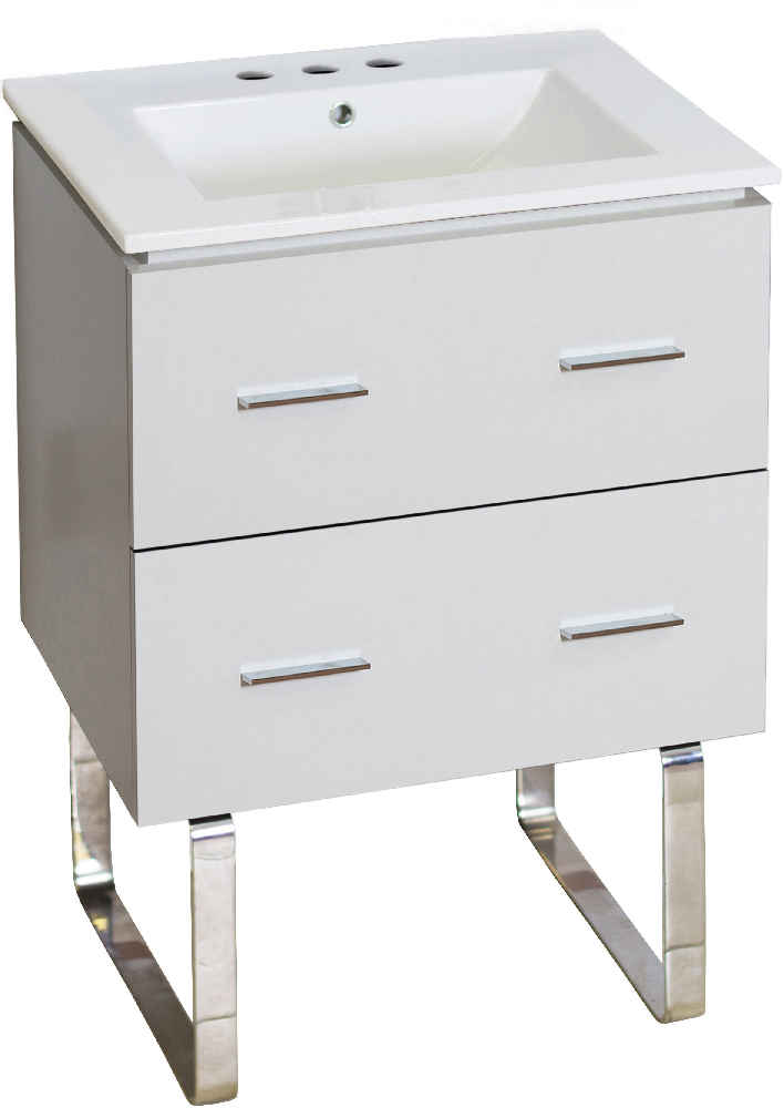 23.75-in. W Floor Mount White Vanity Set For 3H8-in. Drilling 