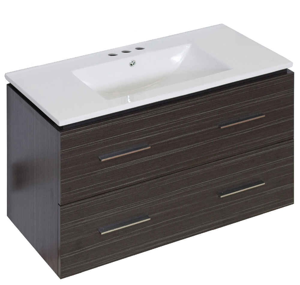 35.5-in. W Wall Mount Dawn Grey Vanity Set For 3H4-in. Drilling 