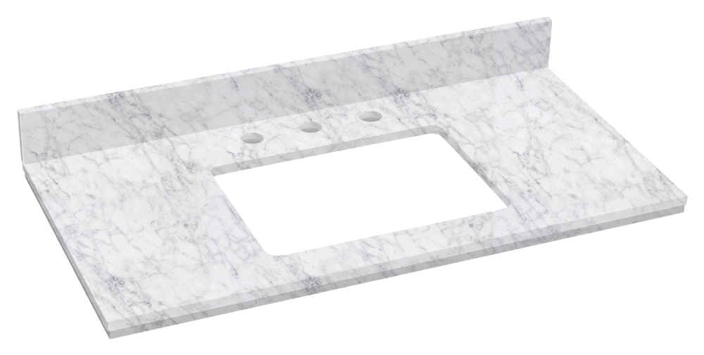 36-in. W Wall Mount Dawn Grey Vanity Set For 3H8-in. Drilling Bianca Carara Top Biscuit UM Sink
