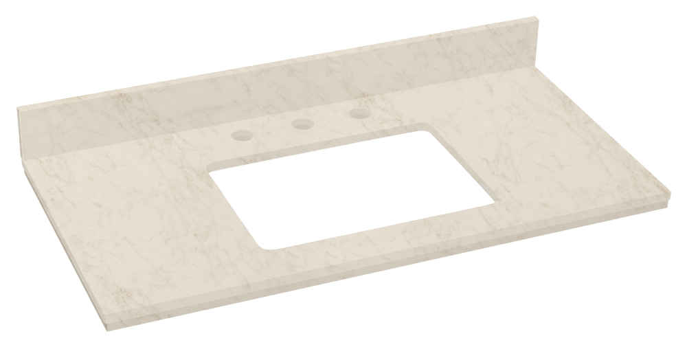 36-in. W Wall Mount Dawn Grey Vanity Set For 3H8-in. Drilling Beige Top White UM Sink