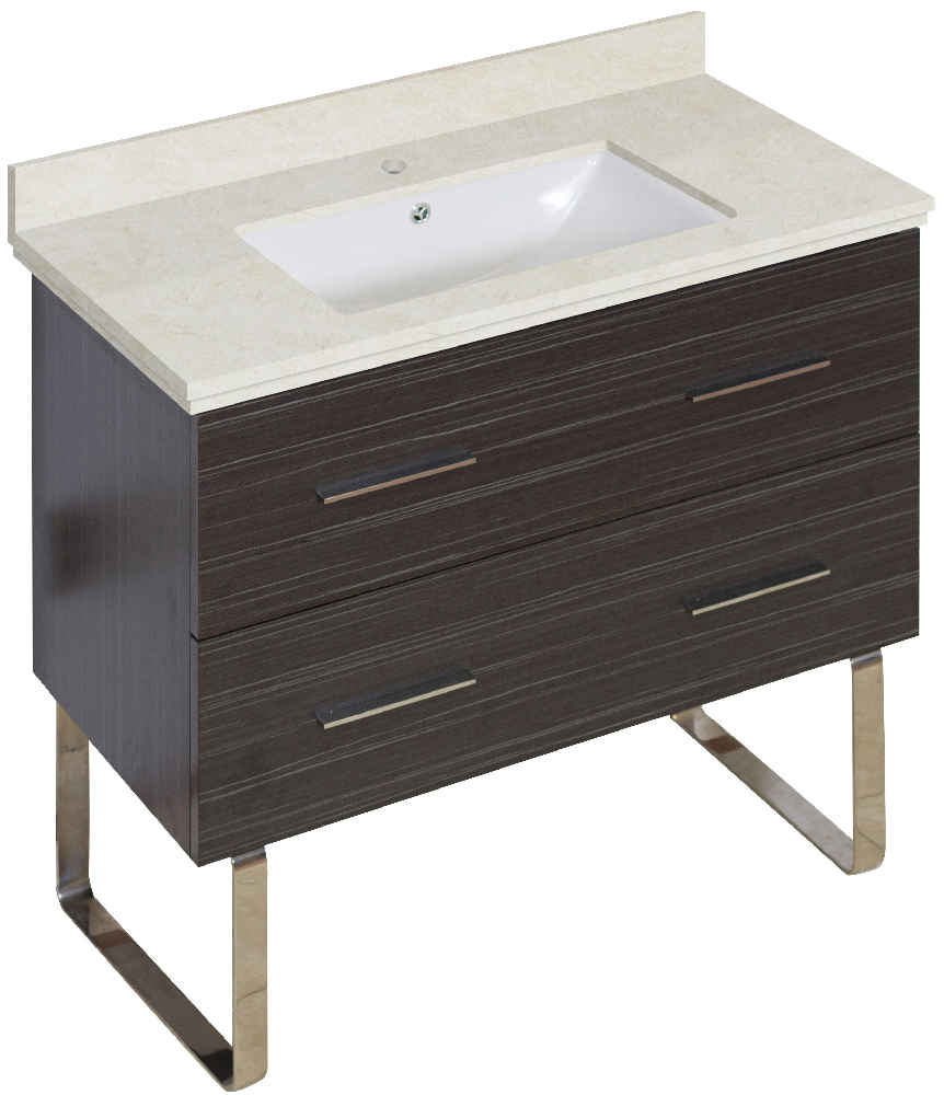 36-in. W Floor Mount Dawn Grey Vanity Set For 1 Hole Drilling Beige Top White UM Sink