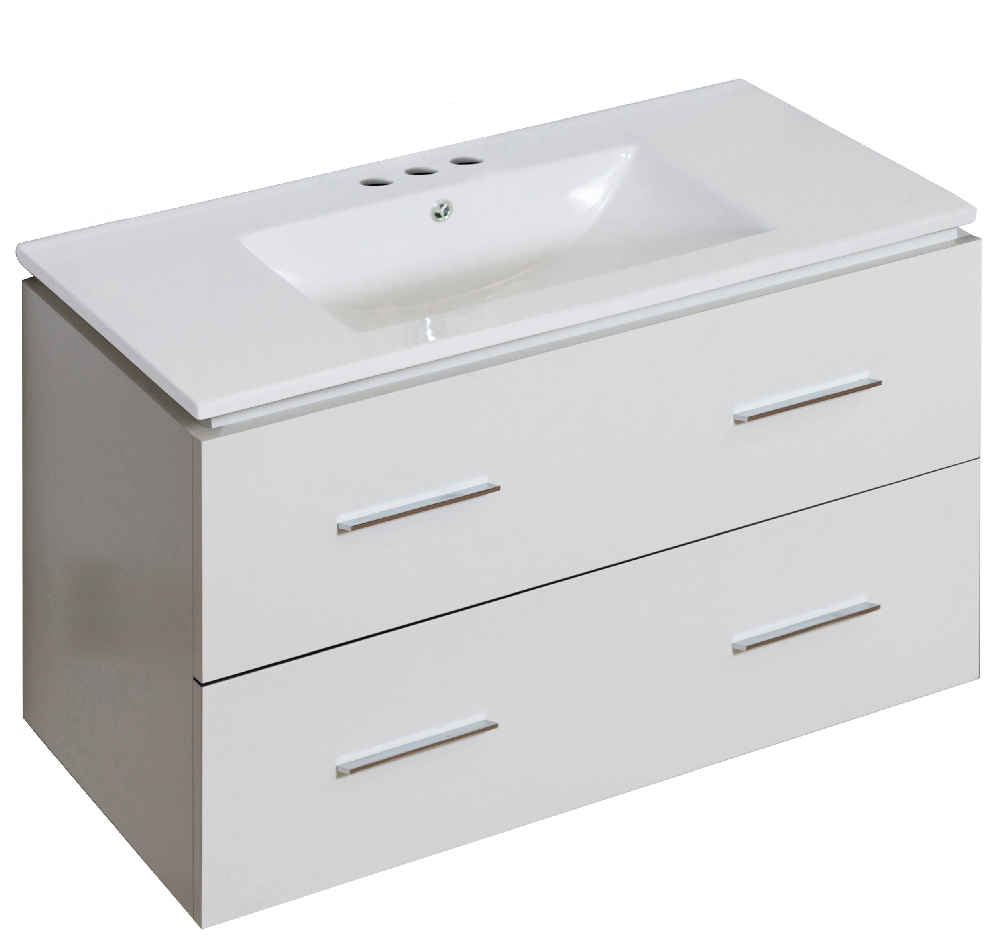 35.5-in. W Wall Mount White Vanity Set For 3H4-in. Drilling